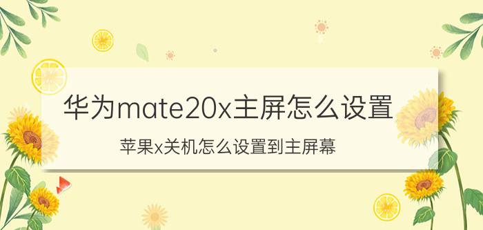 华为mate20x主屏怎么设置 苹果x关机怎么设置到主屏幕？